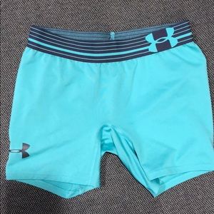 Teal Under Armour spandex shorts